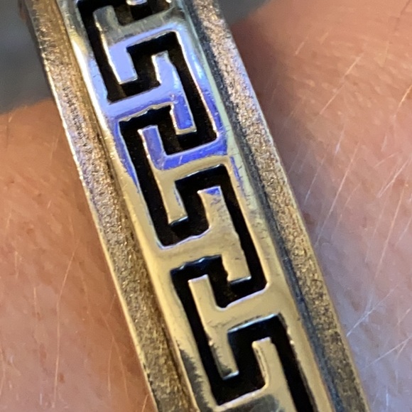 Sterling Silver Greek Key Silicone Bracelet - Picture 3 of 11